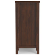 Handcrafted Simpli-Home Artisan sideboard buffet with wood finish, featuring multiple drawers and cabinet doors for storage