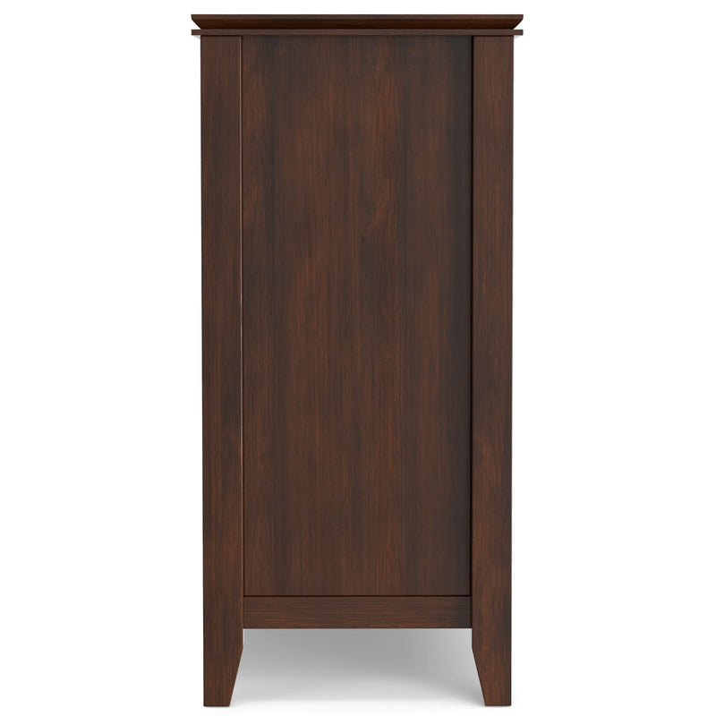 Handcrafted Simpli-Home Artisan sideboard buffet with wood finish, featuring multiple drawers and cabinet doors for storage