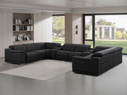 2679 - 10-Piece U-Shaped Power Reclining Sectional In Genuine Leather (4 Recliners) - Dark Gray - R&R Furniture Gallery (Fountain Valley, CA)