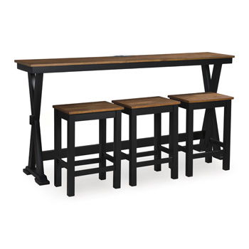 Wildenauer - Rectangular Dining Room Counter Table Set (Set of 4) - Brown / Black - R&R Furniture Gallery (Fountain Valley, CA)