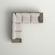 Wide Outdoor Wicker Patio Sectional With Cushions & Reversible Design - Gray - R&R Furniture Gallery (Fountain Valley, CA)