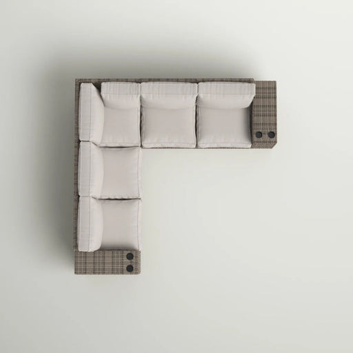 Wide Outdoor Wicker Patio Sectional With Cushions & Reversible Design - Gray - R&R Furniture Gallery (Fountain Valley, CA)