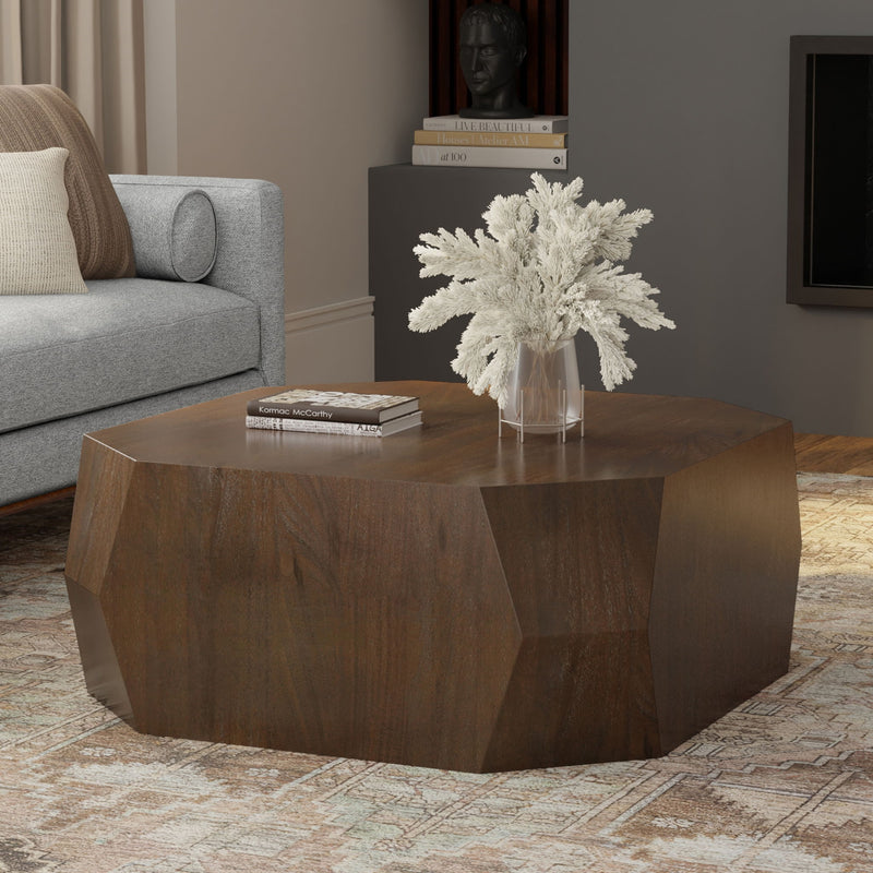 Eisley - Coffee Table With Geometric Design, - Walnut - R&R Furniture Gallery (Fountain Valley, CA)