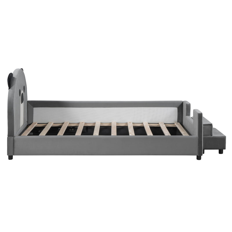 Upholstered Daybed With Bear Shaped Headboard, Hydraulic System And Breathable Fence - R&R Furniture Gallery (Fountain Valley, CA)