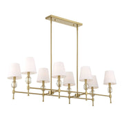 Uttermost Arques 8-light linear chandelier with white and gold finish, featuring sleek modern design and elegant lighting.