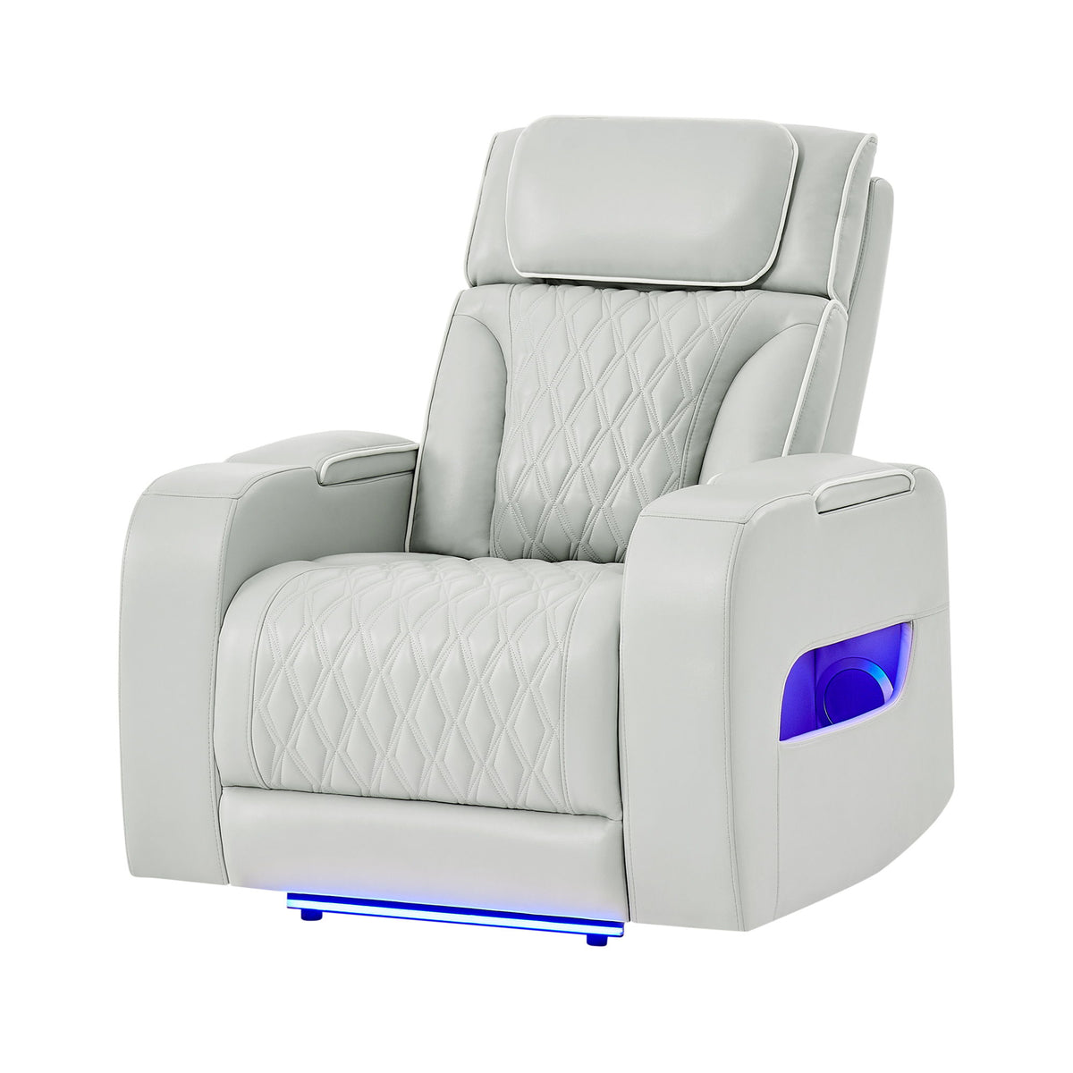 Julian - Power Recliner With Power Headrest And LED Lighting - Silver