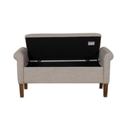 Upholstered Storage Bench With Rolled Armrests - Beige - R&R Furniture Gallery (Fountain Valley, CA)