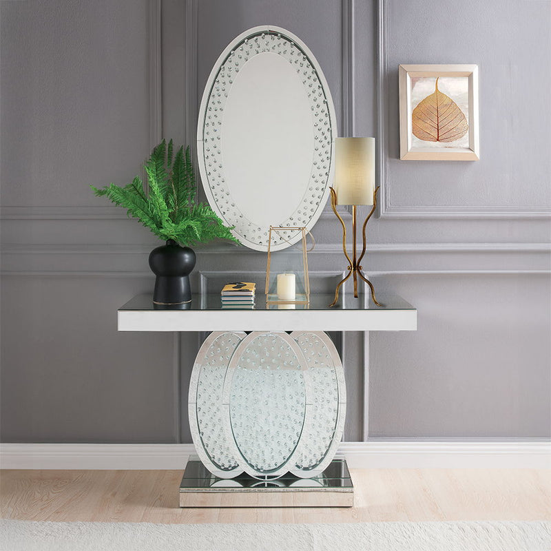 Nysa - 47"L Console Table - Mirrored & Faux Crystals - R&R Furniture Gallery (Fountain Valley, CA)