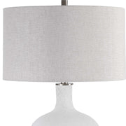 Uttermost white mottled glass table lamp with a sleek modern design, featuring a white finish and contemporary style.