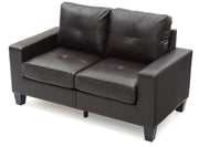 Glory Furniture Newbury track arm loveseat in cozy space, stationary design with plush cushions and stylish fabric upholstery.