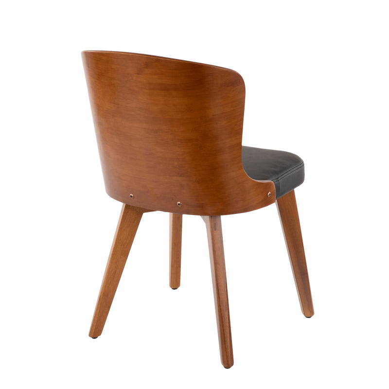 Lumi Source Bocello mid-century side chair with walnut wood frame and black upholstered seat, modern design.