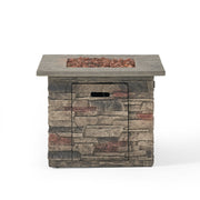 Classic Design Square Fire Pit With Top And 40, 000 Btu Heat Output - Stone Gray - R&R Furniture Gallery (Fountain Valley, CA)
