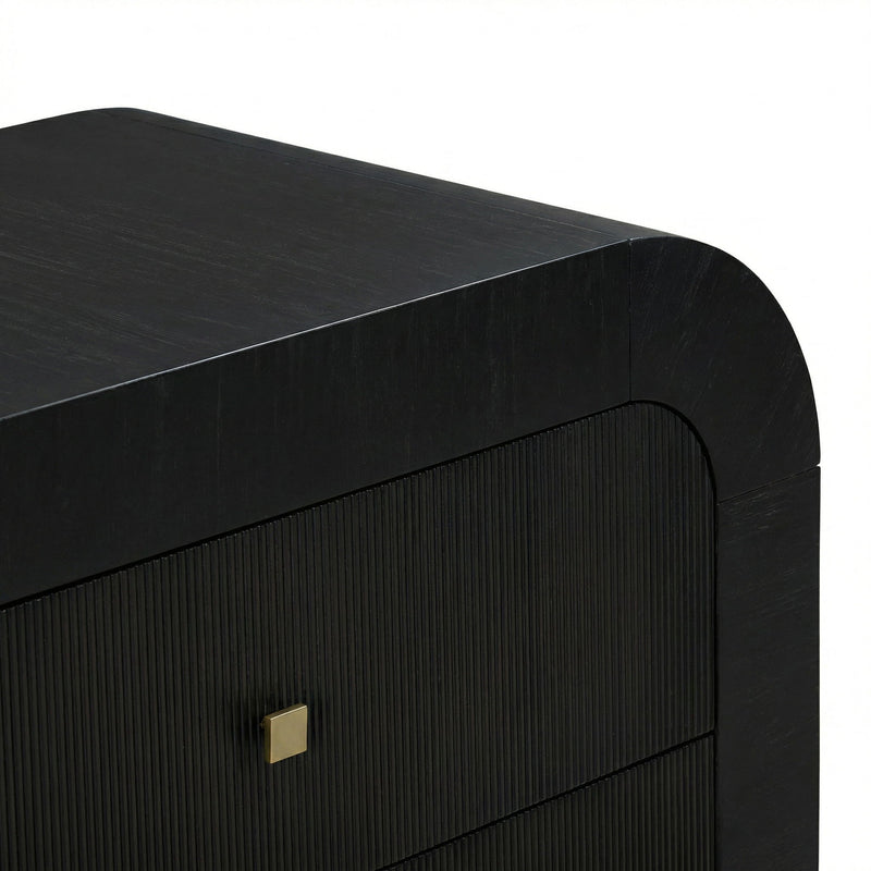 TOV Furniture Hump bedside chest with modern wooden finish and sleek drawers, ideal for bedroom storage and decor.
