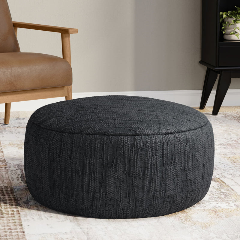 Fredrik - Round Pouf - Black - R&R Furniture Gallery (Fountain Valley, CA)