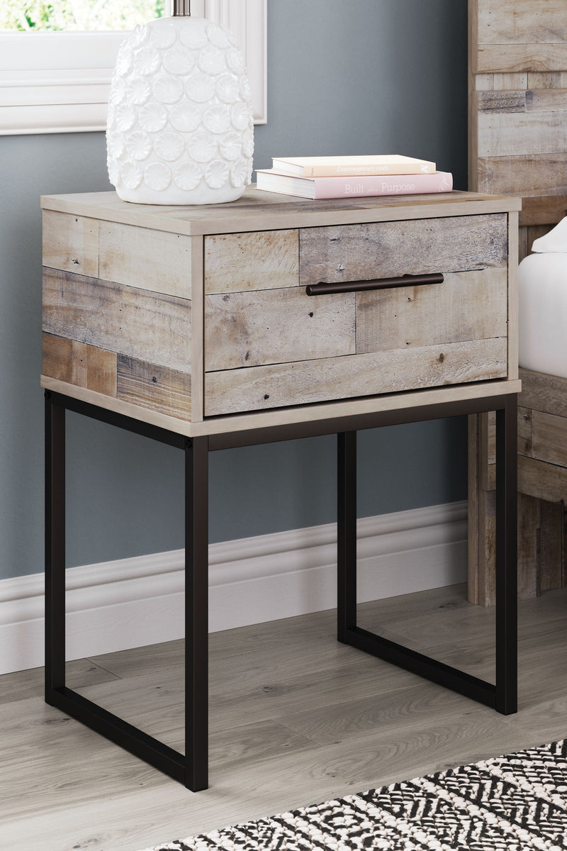 Neilsville - One Drawer Night Stand - Vinyl-Wrapped - Whitewash - R&R Furniture Gallery (Fountain Valley, CA)