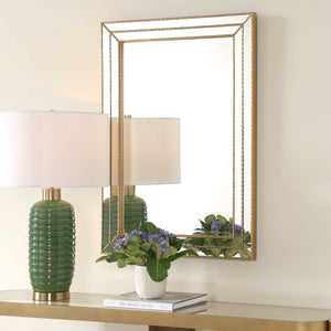 Grooved Texture Mirror - Gold