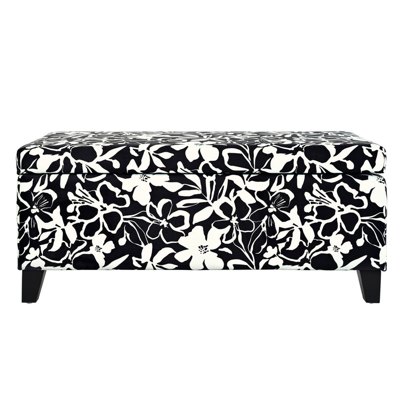 Luxury Storage Ottoman With Floral Patterned Fabric, Soft-Close Hinges, Multi Functional - R&R Furniture Gallery (Fountain Valley, CA)