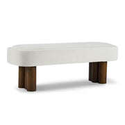 Indoor upholstered dining bench by Noble House with cushioned seat and wooden legs, ideal for modern dining room decor.