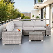 Modern Patio Rattan Sectional Set With Cushions - R&R Furniture Gallery (Fountain Valley, CA)