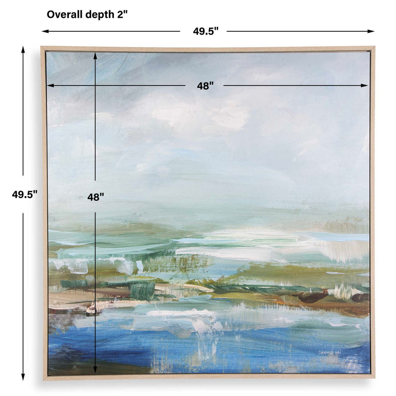 Lush Valley - Framed Canvas - Light Blue