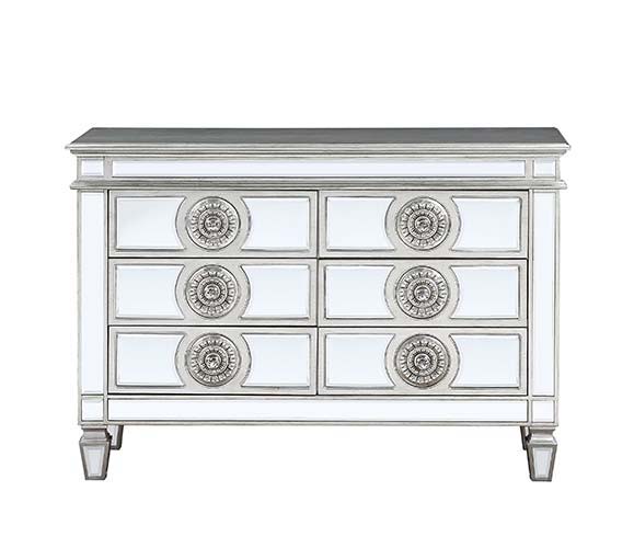 Varian - 34" Server - Mirrored & Antique Platinum - R&R Furniture Gallery (Fountain Valley, CA)