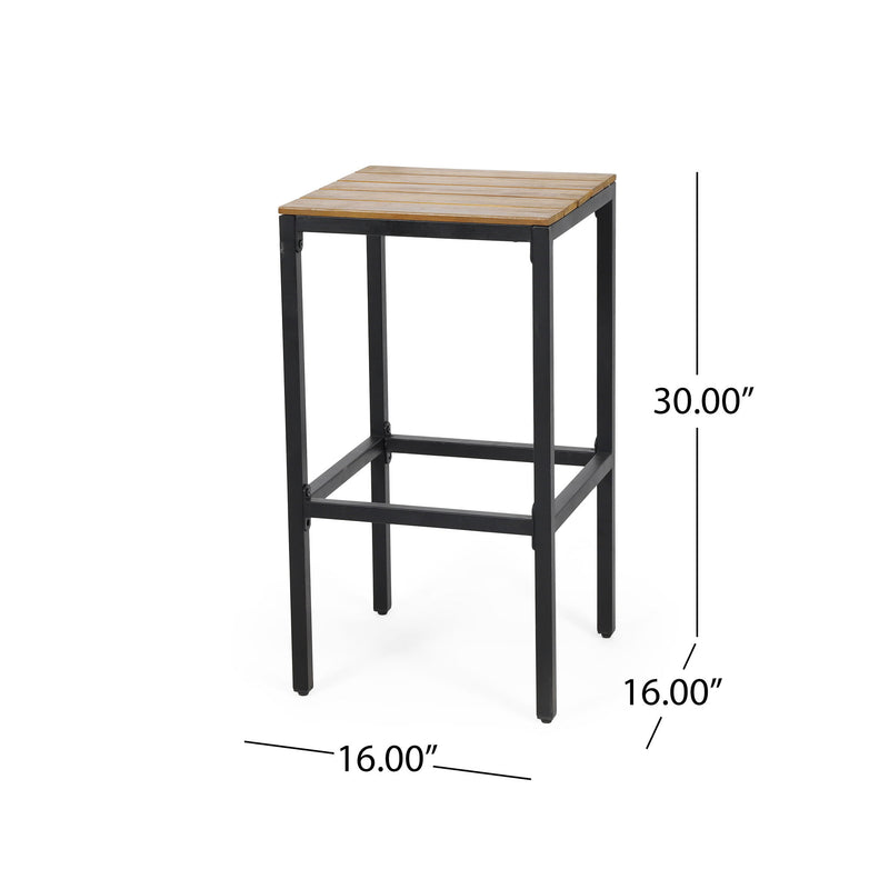 Set of two Noble House outdoor bar stools with slat design and metal frames, perfect for outdoor patio seating.