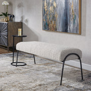 Uttermost Jacobsen modern gray upholstered bench with sleek design and cushioned seat, ideal for living room or entryway decor.