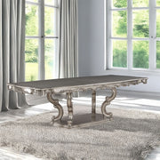 Ariadne - Dining Table With Pedestal - Antique Platinum - R&R Furniture Gallery (Fountain Valley, CA)