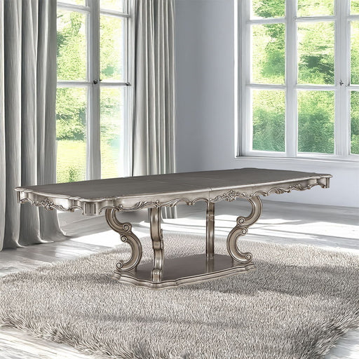 Ariadne - Dining Table With Pedestal - Antique Platinum - R&R Furniture Gallery (Fountain Valley, CA)