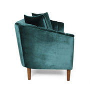 Noble House contemporary 3-seater stationary sofa with accent pillows, featuring modern design and plush upholstery.