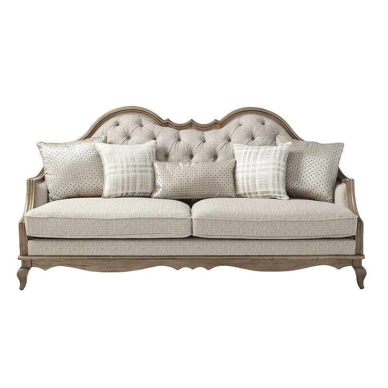 Chelmsford - Sofa With 5 Pillows - Beige Fabric & Antique Taupe - R&R Furniture Gallery (Fountain Valley, CA)