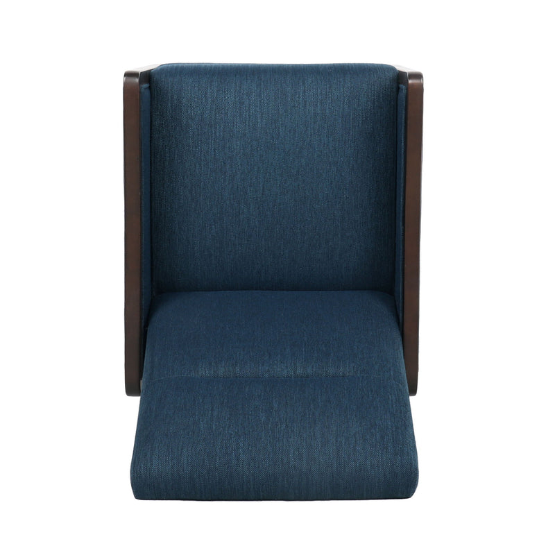 Contemporary Noble House Drury fabric upholstered pushback recliner with plush cushioning and modern design.