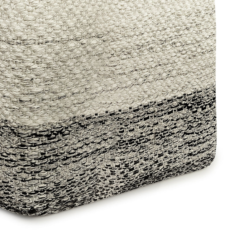 Macie - Square Woven Outdoor / Indoor Pouf - Gray / White - R&R Furniture Gallery (Fountain Valley, CA)