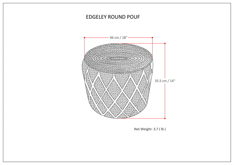 Edgeley - Handcrafted Round Pouf - R&R Furniture Gallery (Fountain Valley, CA)
