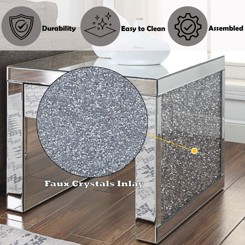Noralie - 24" Square End Table - Mirrored & Faux Diamonds - R&R Furniture Gallery (Fountain Valley, CA)