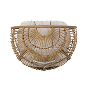 Noble House basket accent chair with teardrop shape and water-resistant cushion in natural finish, ideal for indoor or outdoor use.