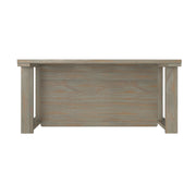 Small transitional Amherst storage bench by Simpli-Home, with a wooden top and cushioned seat for entryway organization.