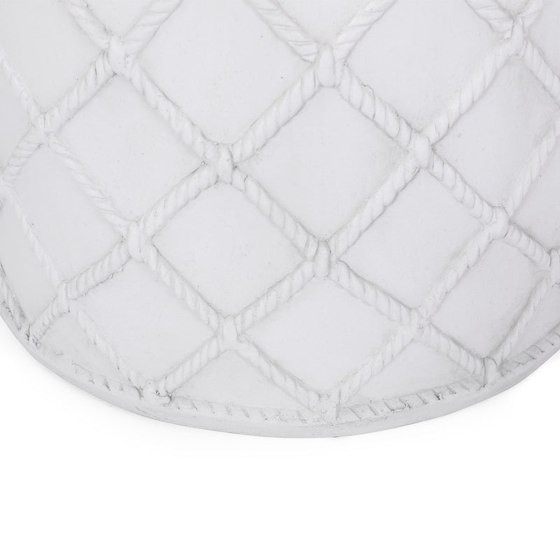 Outdoor antique white end table by Noble House featuring a sturdy design and classic style for patio or garden use.