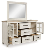 Shaybrock - Dresser And Mirror - Antique White / Brown - R&R Furniture Gallery (Fountain Valley, CA)