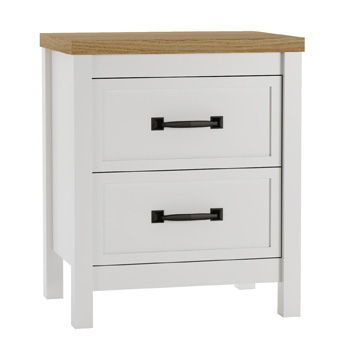Kerisden - Two Drawer Night Stand - White / Brown - R&R Furniture Gallery (Fountain Valley, CA)