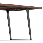 Handcrafted Simpli-Home Delta dining table with wooden top and sturdy legs, ideal for family meals and gatherings.