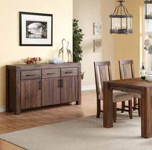 Meadow Three Drawer Three Door Solid Wood Sideboard in Brick Brown