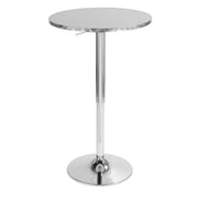 Lumi Source 3-piece bistro bar set with round table, adjustable oval footrest, and modern dining room chairs.