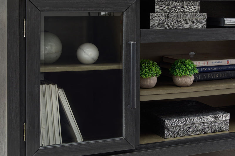 Foyland - XL TV Stand w/Fireplace Option - Black / Brown - R&R Furniture Gallery (Fountain Valley, CA)