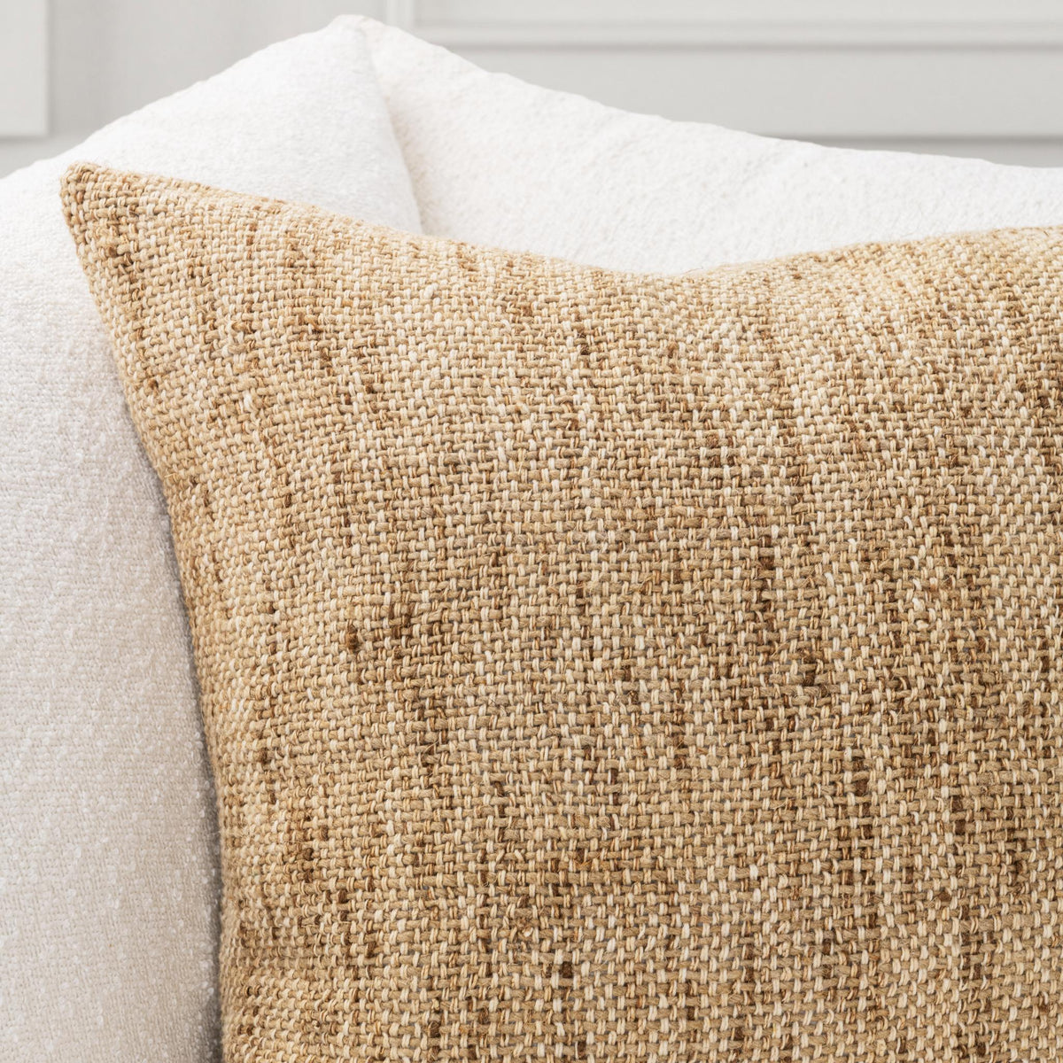 Classic Home Mecca 22x22 inch natural accent pillow with textured fabric, perfect for stylish home decor.
