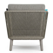Simpli-Home Carmel outdoor arm chair in Sand Drift finish, featuring a comfortable, stylish design for outdoor conversation spaces.