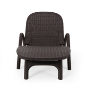 Dark brown polypropylene resin chaise lounge with handcrafted details by Noble House, featuring a stylish and comfortable outdoor seating design.
