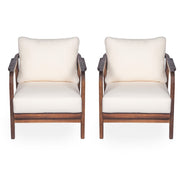 Outdoor Lounge Chair With Woven Backrest, Solid Wood Frame, Comfortable Cushions - R&R Furniture Gallery (Fountain Valley, CA)
