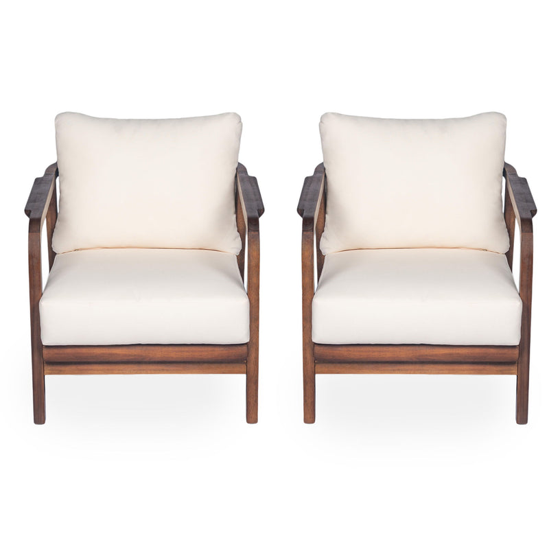 Outdoor Lounge Chair With Woven Backrest, Solid Wood Frame, Comfortable Cushions - R&R Furniture Gallery (Fountain Valley, CA)
