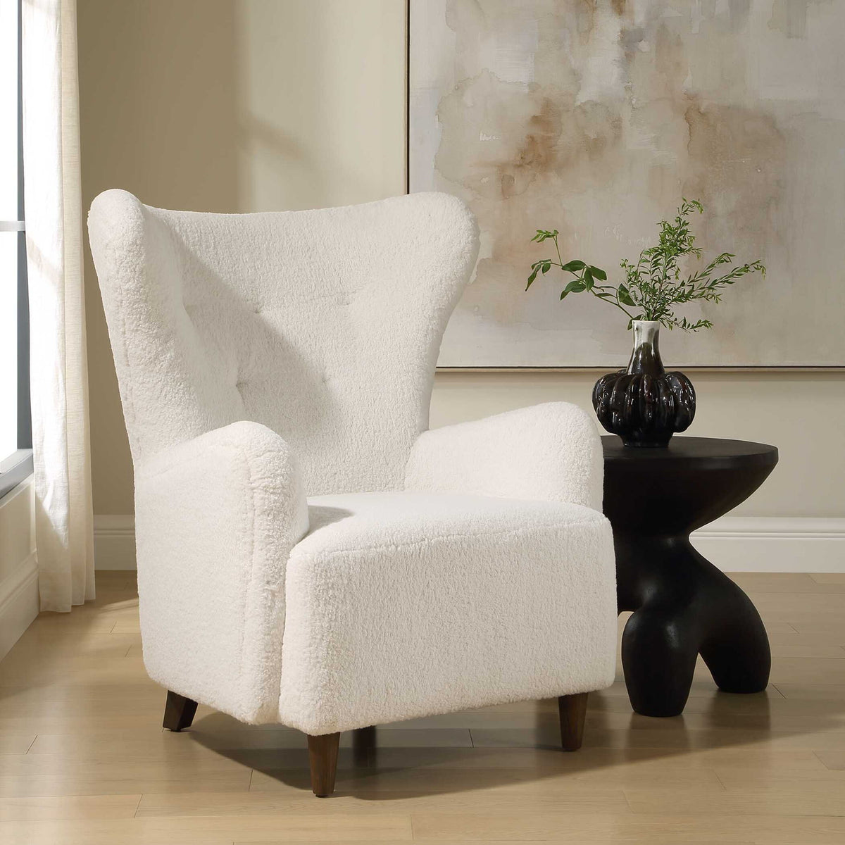 Ingel - Wingback Armchair - White